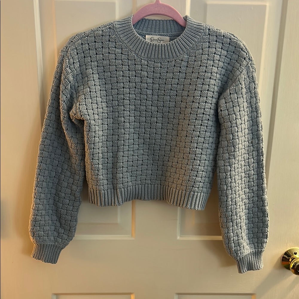 Jessica Simpson Light Blue Crew Neck Cropped Sweater